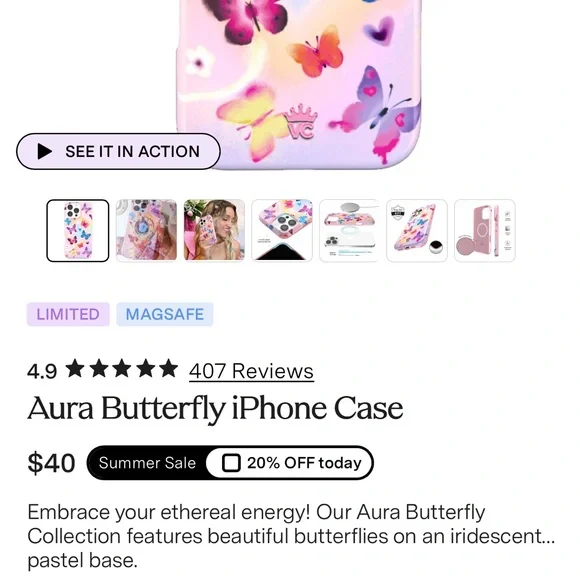 Velvet Caviar aura butterfly Pink iPhone 16 pro max case hardshell - Picture 4 of 9